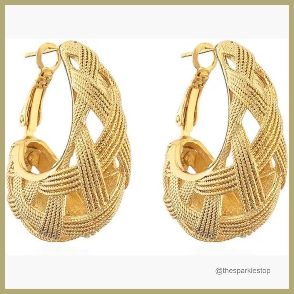 Gold Plated Hoop Earrings, Hypoallergenic, Lightweight Statement Hoops
